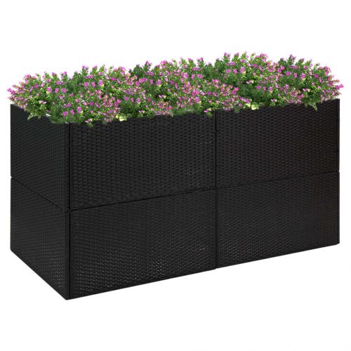 Fekete polyrattan kerti ültetőláda 157x80x80 cm