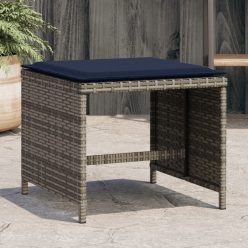   4 db szürke polyrattan kerti szék párnával 40 x 40 x 35 cm