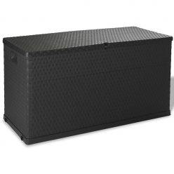   Antracitszürke PP rattan kerti tárolóláda 120 x 56 x 63 cm